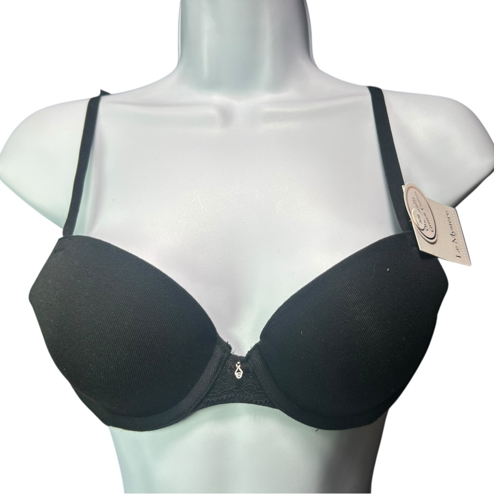 LE MYSTERE black eco friendly organic cotton touch uplift underwire bra 32B NWT